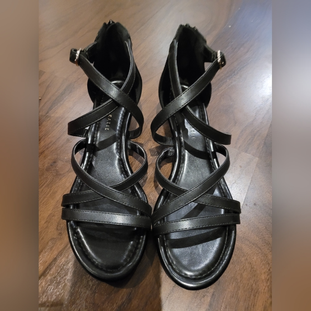 Black wedge sandals